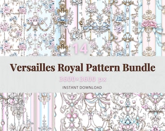 Rococo Digital Paper: Marie Antoinette Floral Patterns (PDF)