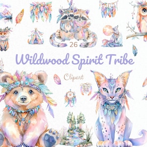 Woodland Animals Clipart, Boho Forest Animals PNG, Cute Tribal Nursery Decor, Baby Shower Invitation Clipart, Woodland Baby Sublimation PNG