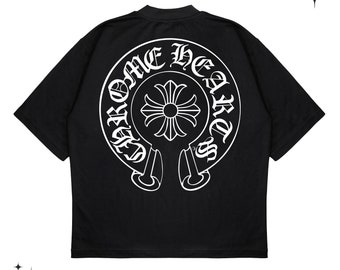 Camiseta estampada CHROME HEARTS, camiseta unisex de gran tamaño con material premium, camiseta multicolor