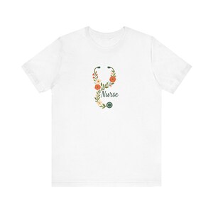 Nurse Floral Tee, Cute Nurse Shirt, Floral Stethoscope Tee, Medical Professional Gift, Nurse Appreciation, Medical Humor T-Shirt