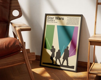 Star Wars Episode II Attack of the Clones Mid Century Modern Poster | Digital Download | Room Decor | Star Wars Poster