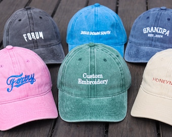 Custom Logo Embroidered Hat, Personalized Text Hat, Retro Baseball Hat, Vintage Style Trucker Hat, Fathers Day Gift, Unisex Baseball Hat.