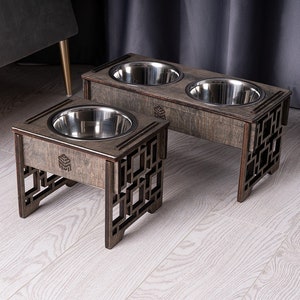 Dog Bowl with Holder - Single or Double, Wooden Modern Single Bowl Stand for Pet Food, Elevated Raised Dog Bowl, Dog Feeder, Dog Mom Gifts