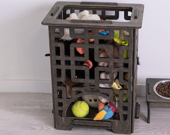 Wood Dog Toy Box, Wooden Large Dog Toy Storage Basket, Pet Dog Puppy Toys Organizer, Toy Container, Dog Owner Gift, Dog Accessories