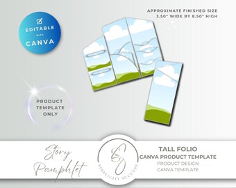 Story Pamphlet Canva Product Template for a Tall Folio Kit with Drag and Drop Frames, S9