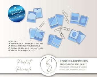 Pocket Parade Photoshop-productsjabloon verborgen paperclip PSD smart-objectbestandssjabloon, P10