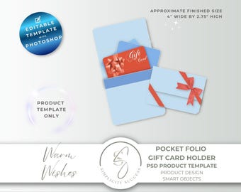 Warm Wishes Photoshop-productsjabloon PSD slimme objecten voor cadeaubon Mini Pocket Folio, W26