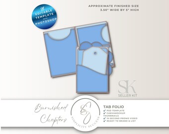 Burnished Chapters Photoshop Seller Kit Tabbed Pocket Folio Template, B65