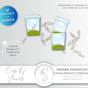 Cup of Secrets Canva Product Template,  Hidden Paperclip with editable drag and drop frames, C2