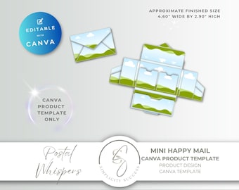 Plantilla de diseño de producto Mini Happy Mail Folio de Postal Whispers para Canva con marcos de arrastrar y soltar para sobres, material para diario basura, P3