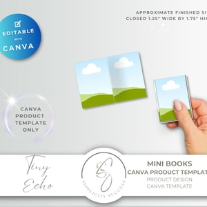 Tiny Eco Canva Produktvorlage mit bearbeitbarem Zieh-und-Ablegen-Booklet-Design für benutzerdefinierte Miniaturbücher, T29