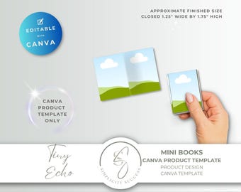 Tiny Echo Canva Product Template with editable drag and drop booklet design for custom miniature books, T29