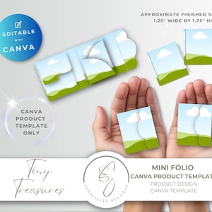 Plantilla de diseño de producto Tiny Treasures para crear un miniálbum, diario basura, libro en miniatura con marco de Canva editable, fácil de arrastrar y soltar, T1