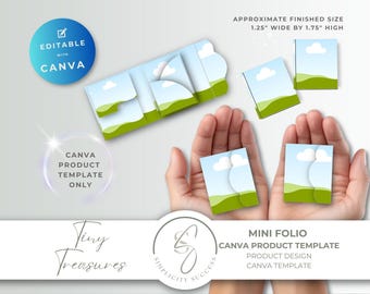 Tiny Treasures Canva Product Design Template to create a Mini Album Junk Journal Miniature Book with editable frame easy drag and drop, T1