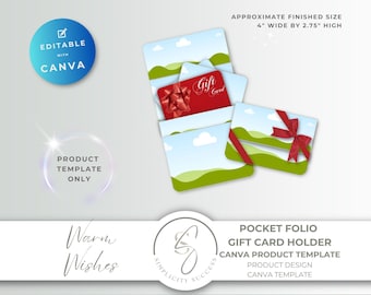 Plantilla de producto Canva Warm Wishes para tarjeta de regalo, mini carpeta de bolsillo con marcos para arrastrar y soltar, W26