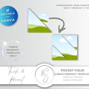 Tuck & Reveal Canva Product Template, a Pocket Folio with Drag and Drop Frames, T6