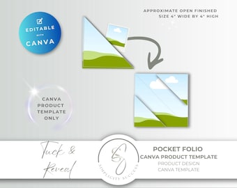 Modello di prodotto Canva Tuck & Reveal, una cartella tascabile con cornici trascinabili, T6