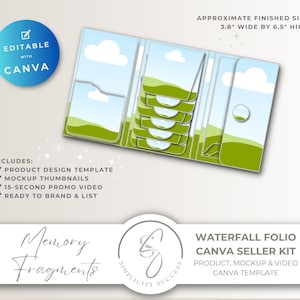 Memory Fragments Canva Seller Kit Editable In Canva Waterfall Flip Folio Mockup Template, M53