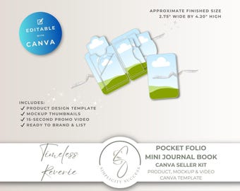 Timeless Reverie Canva Seller Kit per Mini Pocket Folio con mockup, T23