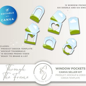 Through the Frame Canva Seller Kit, a variety of window pockets with mockup, T18