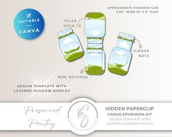 Preserved Pantry Canva Ephemera Kit Mason Jar verborgen paperclip frames met slepen en neerzetten met displaymodel, P46