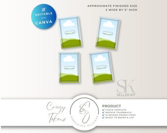 Gezellige tokens canva verkoperskit, schaduwdoos zwevend frame ongewenste dagboeksjabloon, 3D-versieringsmodellen voor verkopers, C57