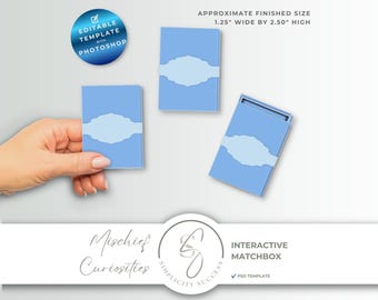Mischief Curiosities Photoshop Product Template, Matchbox Pop Up Folio Design, M62