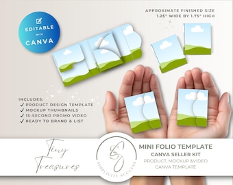 Tiny Treasures Canva Seller Kit, Mini Junk Journal Folio and Book template with Product Display Design Kit, T1