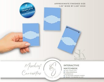 Mischief Curiosities Photoshop Seller Kit, Matchbox Template Pop Up Folio Design, M62