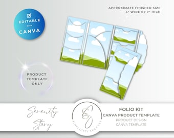 Serenity Story Junk Journal Folio Product Design Template editable in Canva with drag and drop frames for the junk journal creator,  S13