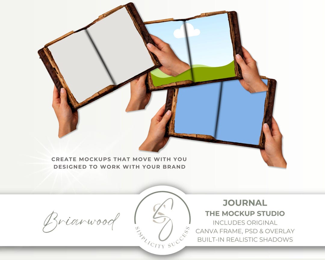 Briarwood Mockup Studio Journals an Open Journal Vintage Styled Book ...