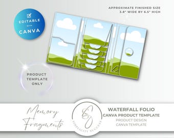 Geheugenfragmenten Canva-productsjabloon bewerkbaar in canva Waterfall digitale flipfoliosjabloon, M53