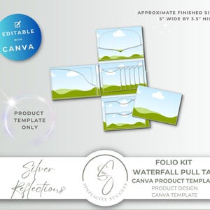 Silver Reflections Canva Product Template, Waterfall Folio with Drag And Drop Frames, S48