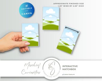 Mischief Curiosities Canva Product Template, Matchbox Pop Up Folio Design, M62