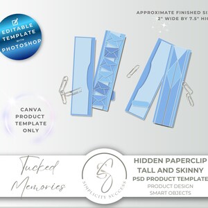 Modèle de produit Photoshop Tucked Memories pour grand trombone caché avec mini-enveloppes et ceinture abdominale, T45