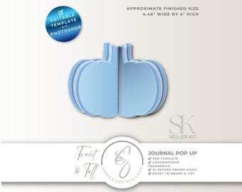 Treat & Tell Photoshop-verkoperskit: 3D-pop-upsjabloon Pumpkin Junk Journal, T60