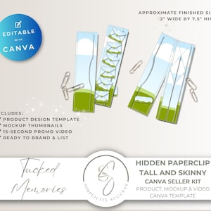 Tucked Memories Canva Seller Kit for Tall and Skinny Hidden Paperclips, with Mini Envelopes and Accordion Belly Band with Mockup, T45