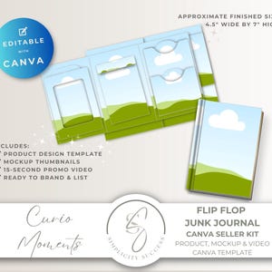 Curio Moments Canva Seller Kit for Flip Flop Junk Journal, Mockup and Video Editable Template, Product Display, C24