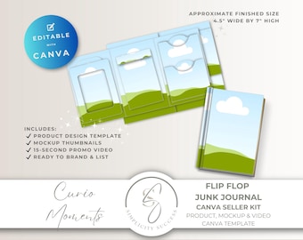 Curio Moments Canva Seller Kit for Flip Flop Junk Journal, Mockup and Video Editable Template, Product Display, C24