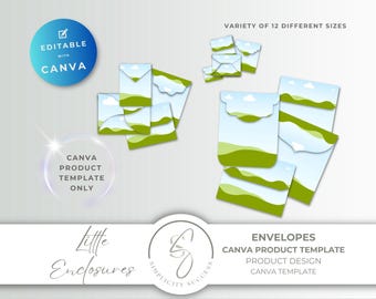 Little Enclosures Ephemera Product Design Template only Canva Journal Kit Envelope Template, L37