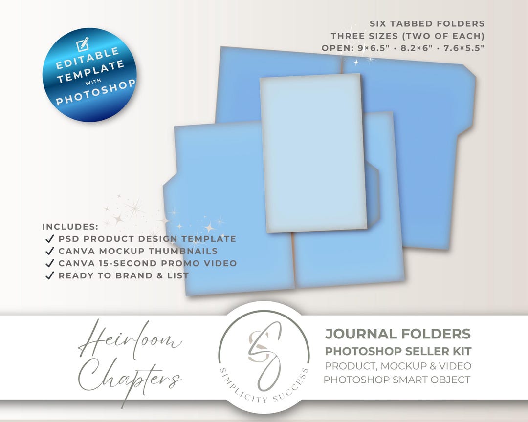 Heirloom Chapters Photoshop Seller Kit Folder Template With PSD Smart ...