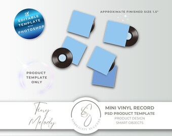 Tiny Melody Photoshop-productsjabloon PSD smart-objectbestand voor MIni Vinyl Record-album, T32