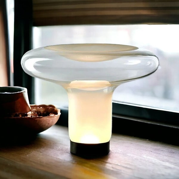 Modern Glass Mushroom Lamp | Nordic Mushroom Table Lamp | Blown Glass Table Lamp | Clear Glass Lamp | Living Room Lamp | Bedside Lamp |