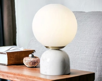 Marble Glass Ball Lamp | Modern Glass Ball Lamp | Nordic Lamp | Desk Light | Bedside Light | Home Decor | Minimalist Design | Bedroom Decor