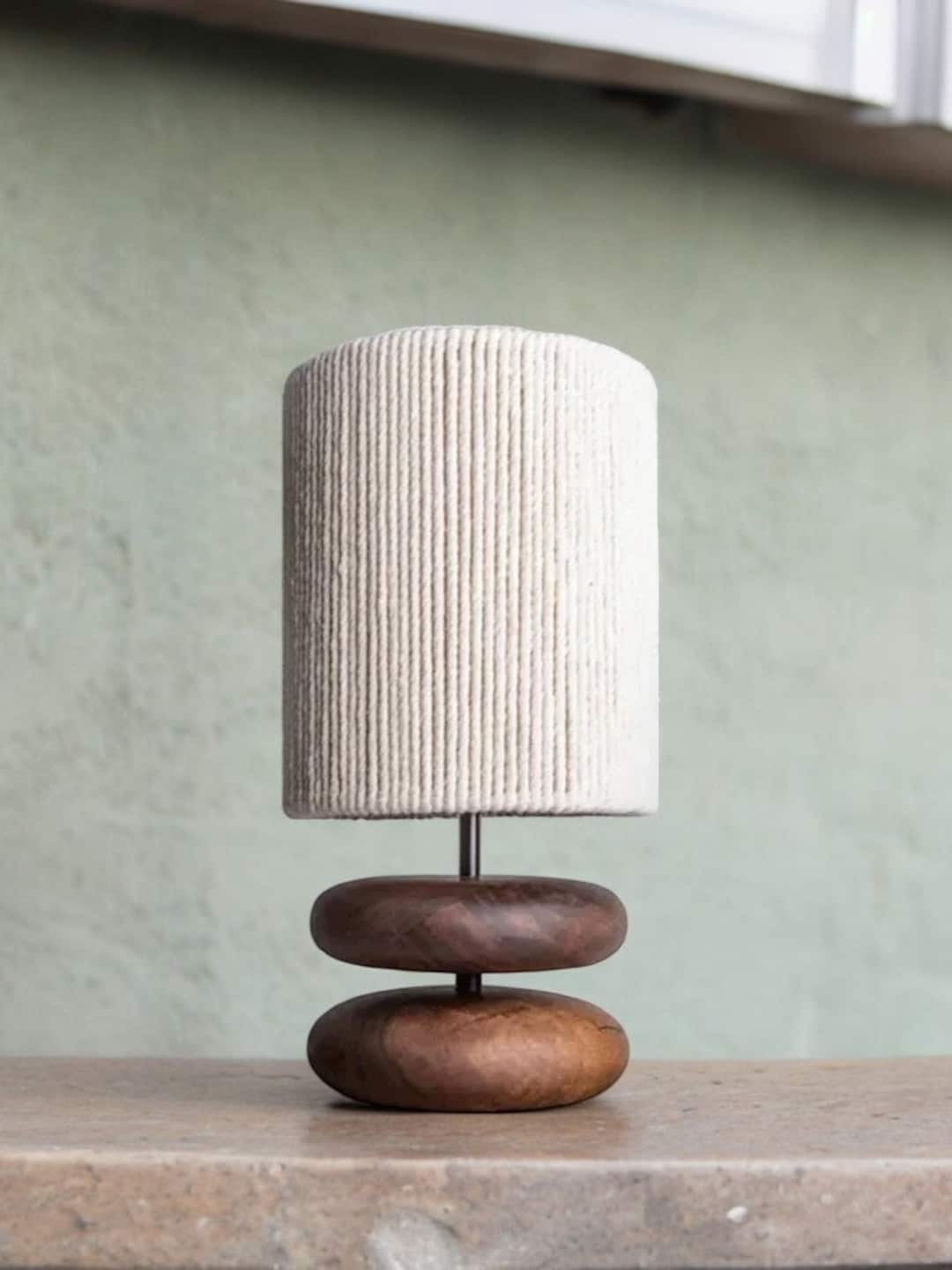 Japanese Style Wooden Lamp With Retro Lampshade Handmade Classic Table