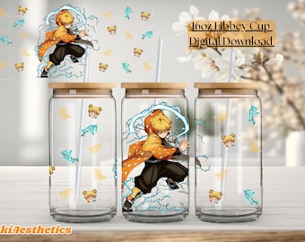 16オンス 鬼滅の刃 善逸 カップラップ PNG - 16オンス UV DTFカップ用デジタルファイル