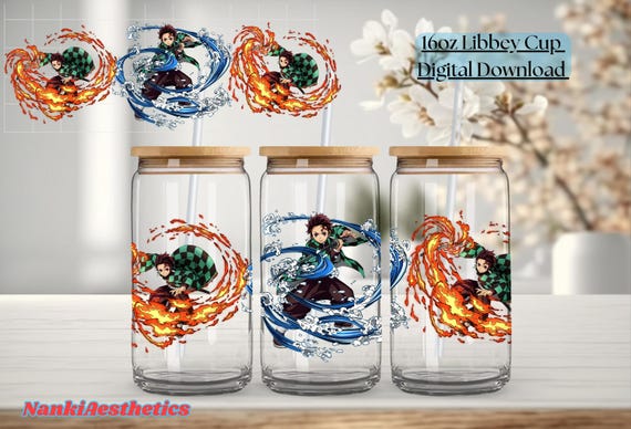 16oz Demon Slayer Tanjiro Cup Wrap PNG - Digital File for 16oz UV DTF Cups