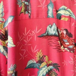 Camisa hawaiana Tommy Bahama talla M, de seda, con estampado de hojas tropicales, color naranja Aloha, excelente estado. imagen 7