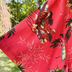 Camisa hawaiana Tommy Bahama talla M, de seda, con estampado de hojas tropicales, color naranja Aloha, excelente estado. imagen 8