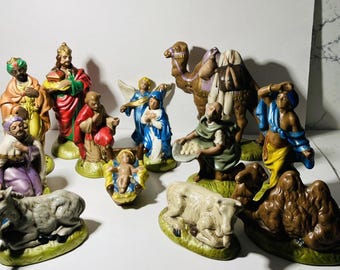 Kirkland Signature Nativity Set Porcelain 13 Pieces Hand Painted